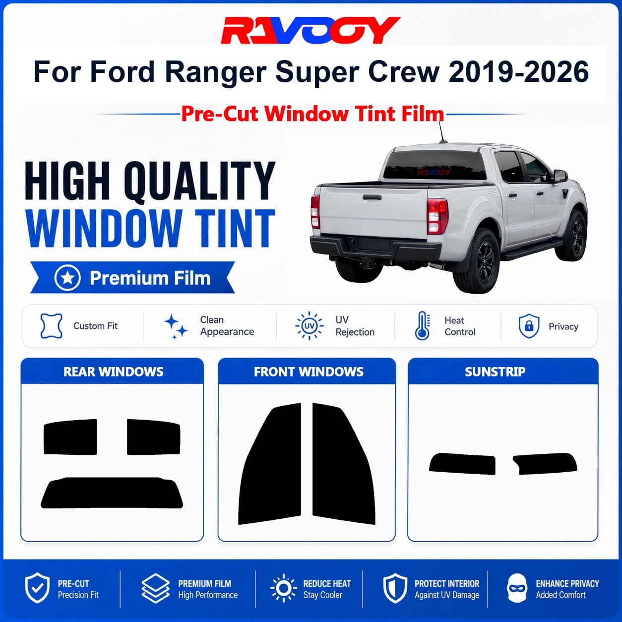 Privacy Screen Protector - Ford Ranger Super Crew 2019-2026 Ön
